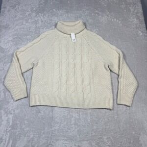 NWT GAP Womens Cable Knit Turtleneck Sweater XXS‎ Ivory Cream Winter Warm